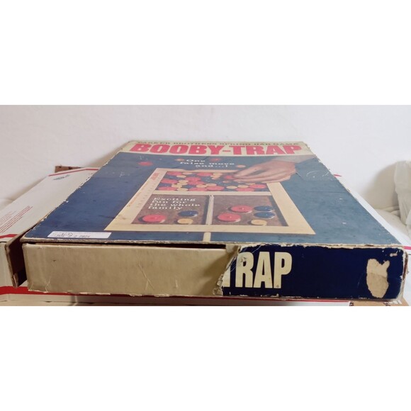 Vintage 1965 BOOBY TRAP wood board spring trap skill game Original Box Working - Picture 9 of 12